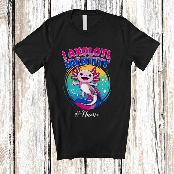 MacnyStore - Personalized Custom Name I Axolotl Identity; Adorable LGBTQ Bisexual Pride Axolotl; Family T-Shirt