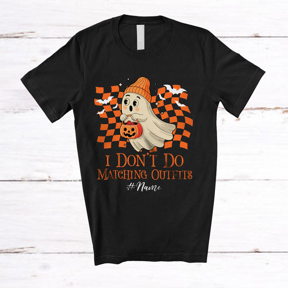 MacnyStore - Personalized Custom Name I Don't Do Matching Outfits; Joyful Halloween Boo Trick Candy; Couple T-Shirt