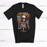 MacnyStore - Personalized Custom Name I Fully Intend To Haunt People; Scary Halloween Men Skeleton T-Shirt