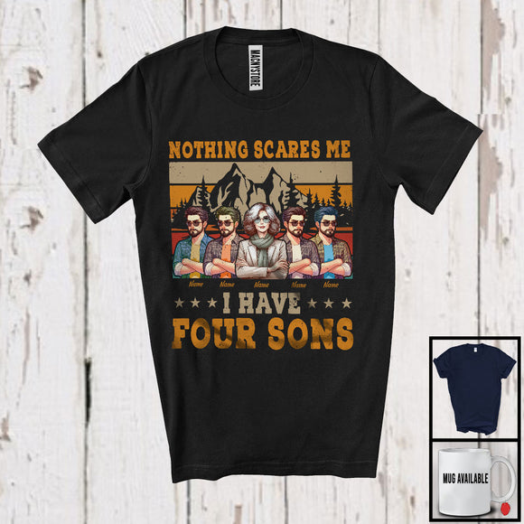 MacnyStore - Personalized Custom Name I Have Four Sons, Amazing Mother's Day Vintage Retro Family T-Shirt