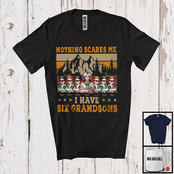 MacnyStore - Personalized Custom Name I Have Six Grandsons, Amazing Mother's Day Vintage Retro Family T-Shirt