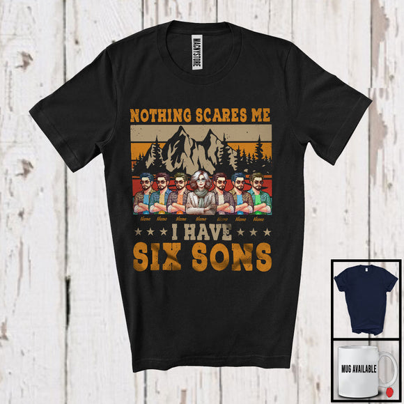 MacnyStore - Personalized Custom Name I Have Six Sons, Amazing Mother's Day Vintage Retro Family T-Shirt