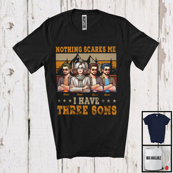 MacnyStore - Personalized Custom Name I Have Three Sons, Amazing Mother's Day Vintage Retro Family T-Shirt