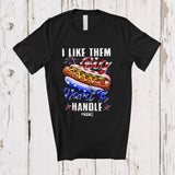 MacnyStore - Personalized Custom Name I Like Them Big Hard To Handle; Amazing 4th of July Hot Dog Sausage T-Shirt