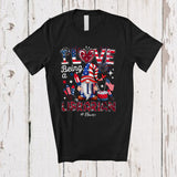 MacnyStore - Personalized Custom Name I Love Being A Librarian; Joyful 4th Of July Leopard Gnome; Patriotic T-Shirt