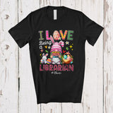 MacnyStore - Personalized Custom Name I Love Being A Librarian; Joyful Easter Leopard Bunny Gnome Heart T-Shirt