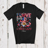 MacnyStore - Personalized Custom Name I Love Being A Lunch Lady; Joyful 4th Of July Leopard Gnome; Patriotic T-Shirt