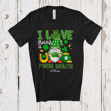 MacnyStore - Personalized Custom Name I Love Being A Postal Worker; Joyful St. Patrick's Day Leopard Gnome Heart T-Shirt