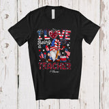 MacnyStore - Personalized Custom Name I Love Being A Teacher; Joyful 4th Of July Leopard Gnome; Patriotic T-Shirt