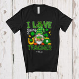 MacnyStore - Personalized Custom Name I Love Being A Teacher; Joyful St. Patrick's Day Leopard Gnome Heart T-Shirt
