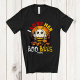 MacnyStore - Personalized Custom Name I Love Her Boo Bees; Sarcastic Halloween Boobs Bee Moon; Couple T-Shirt