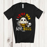 MacnyStore - Personalized Custom Name I Love Her Boo Bees; Sarcastic Halloween Boobs Bee; Couple T-Shirt