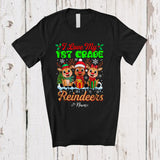 MacnyStore - Personalized Custom Name I Love My 1st Grade Reindeers; Joyful Christmas 3 Reindeers Teacher T-Shirt