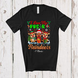 MacnyStore - Personalized Custom Name I Love My Pre-K Reindeers; Joyful Christmas 3 Reindeers Teacher T-Shirt