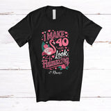 MacnyStore - Personalized Custom Name I Make 40 Look Flamazing; Amazing 40th Birthday Flamingo Leopard T-Shirt