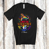 MacnyStore - Personalized Custom Name I May Be Straight But I Don't Hate; Joyful LGBTQ Rainbow Gay T-Rex T-Shirt