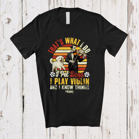 MacnyStore - Personalized Custom Name I Pet Dogs I Play Violin; Lovely Violin Player Men Vintage Retro T-Shirt