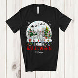 MacnyStore - Personalized Custom Name I Prefer Halloween; Amusing Christmas Moon Dancing Skeletons T-Shirt