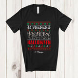 MacnyStore - Personalized Custom Name I Prefer Halloween; Amusing Christmas Sweater Dancing Skeletons T-Shirt