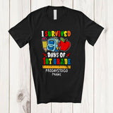 MacnyStore - Personalized Custom Name I Survived 100 Days of 1st Grade; Joyful Count Down 100 Days Students T-Shirt