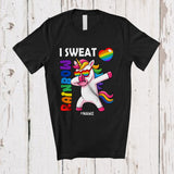 MacnyStore - Personalized Custom Name I Sweat Rainbow; Adorable LGBTQ Pride Gay Dabbing Unicorn T-Shirt