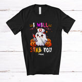 MacnyStore - Personalized Custom Name I Will Stab You; Adorable Halloween Nurse Boo Ghost; Nursing T-Shirt
