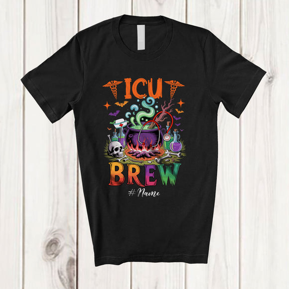 MacnyStore - Personalized Custom Name I.C.U Brew; Scary Halloween Witch Crew; Nursing Nurse Team T-Shirt