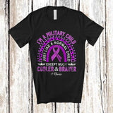 MacnyStore - Personalized Custom Name I'm A Military Child Month; Lovely Purple Ribbon Leopard Rainbow T-Shirt