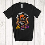 MacnyStore - Personalized Custom Name I'm Just Here To Stir The Pot; Humorous Halloween Rat Witch T-Shirt