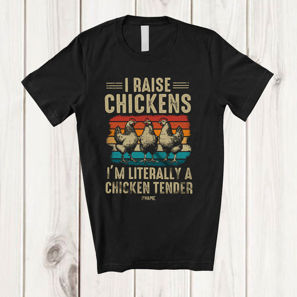 MacnyStore - Personalized Custom Name I'm Literally A Chicken Tender; Humorous Vintage Retro Farmer T-Shirt