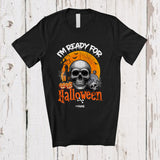 MacnyStore - Personalized Custom Name I'm Ready For Halloween; Creepy Moon Costume Skull Family T-Shirt
