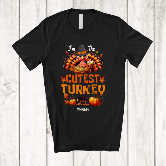 MacnyStore - Personalized Custom Name I'm The Cutest Turkey; Wonderful Thanksgiving Turkey Fall Pumpkin Pie T-Shirt