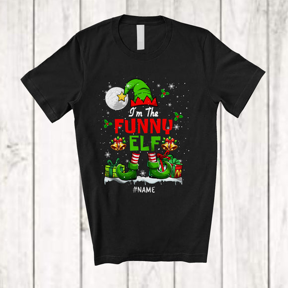 MacnyStore - Personalized Custom Name I'm The Funny Elf; Wonderful Christmas Elf Costume Snowing; Family T-Shirt