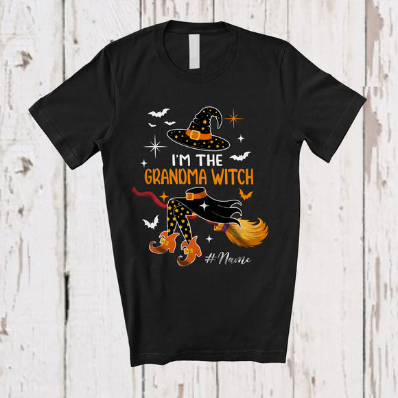 MacnyStore - Personalized Custom Name I'm The Grandma Witch; Amazing Halloween Witch Family Group T-Shirt
