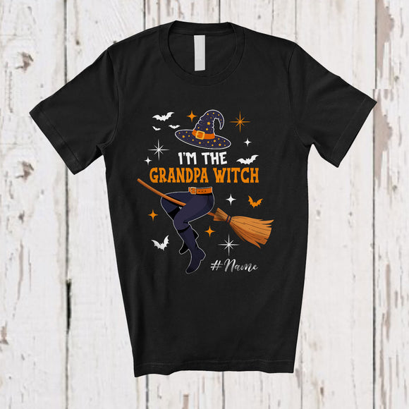 MacnyStore - Personalized Custom Name I'm The Grandpa Witch; Amazing Halloween Witch Family Group T-Shirt