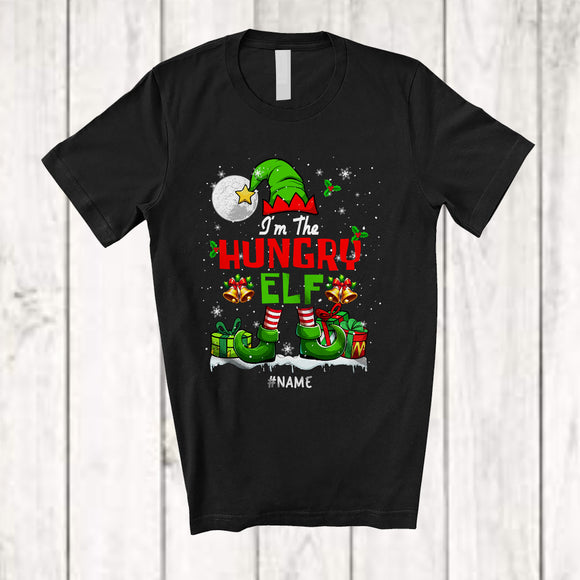 MacnyStore - Personalized Custom Name I'm The Hungry Elf; Wonderful Christmas Elf Costume Snowing; Family T-Shirt