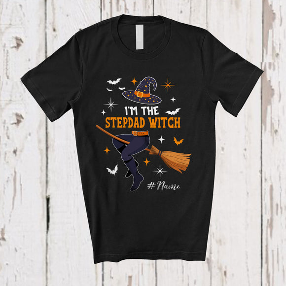 MacnyStore - Personalized Custom Name I'm The Stepdad Witch; Amazing Halloween Witch Family Group T-Shirt