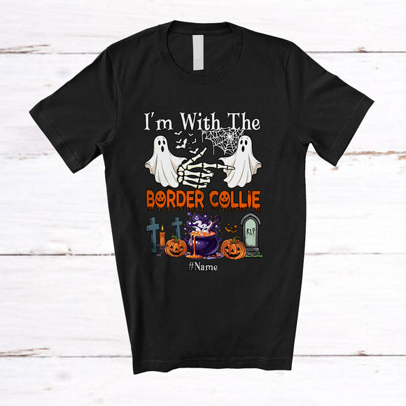 MacnyStore - Personalized Custom Name I'm With The Border Collie; Amazing Halloween Boo Ghost; Couple T-Shirt