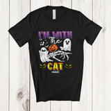MacnyStore - Personalized Custom Name I'm With The Cat; Lovely Halloween Boo Skeleton Hand T-Shirt