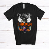 MacnyStore - Personalized Custom Name I'm With The Chicken; Amazing Halloween Boo Ghost; Couple T-Shirt