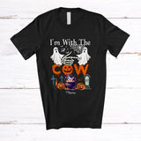 MacnyStore - Personalized Custom Name I'm With The Cow; Amazing Halloween Boo Ghost; Couple T-Shirt