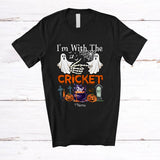 MacnyStore - Personalized Custom Name I'm With The Cricket; Amazing Halloween Boo Ghost; Couple T-Shirt