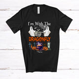 MacnyStore - Personalized Custom Name I'm With The Dragonfly; Amazing Halloween Boo Ghost; Couple T-Shirt