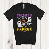 MacnyStore - Personalized Custom Name I'm With The Parrot; Lovely Halloween Boo Skeleton Hand T-Shirt