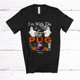 MacnyStore - Personalized Custom Name I'm With The Pug; Amazing Halloween Boo Ghost; Couple T-Shirt