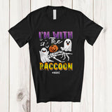 MacnyStore - Personalized Custom Name I'm With The Raccoon; Lovely Halloween Boo Skeleton Hand T-Shirt