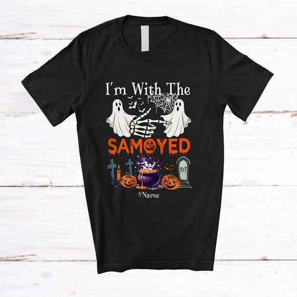 MacnyStore - Personalized Custom Name I'm With The Samoyed; Amazing Halloween Boo Ghost; Couple T-Shirt