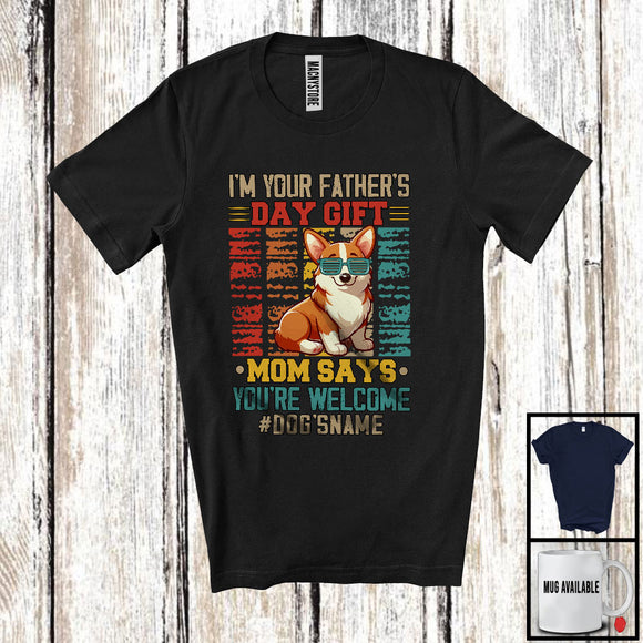 MacnyStore - Personalized Custom Name I'm Your Father's Day Gift, Cute Vintage Corgi Owner, Family T-Shirt