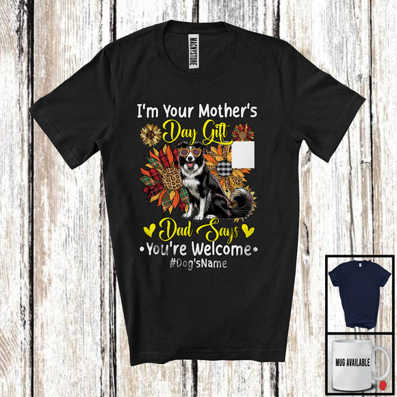 MacnyStore - Personalized Custom Name I'm Your Mother's Day Gift, Floral Border Collie Owner, Sunflowers T-Shirt