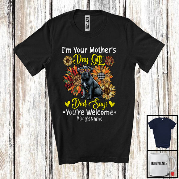 MacnyStore - Personalized Custom Name I'm Your Mother's Day Gift, Floral Cane Corso Owner, Sunflowers T-Shirt